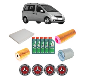 Set Pachet filtre revizie Bosch, 5 litrii ulei Castrol 10W40 MERCEDES-BENZ VANEO (414) 1.7 CDI (414.700) din 2002-2005, 4x Stickere auto cu MERCEDES-BENZ - Img 2