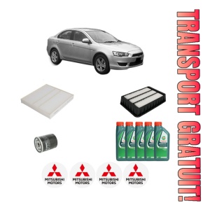 Set Pachet filtre revizie Bosch, 5 litrii ulei Castrol 10W40 MITSUBISHI LANCER VIII (CY_A, CZ_A) 1.5 din 2008, 4x Stickere auto cu MITSUBISHI