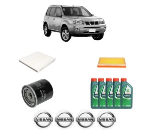 Set Pachet filtre revizie Bosch, 5 litrii ulei Castrol 10W40 NISSAN X-TRAIL I (T30) 2.5 4x4 din 2002-2013, 4x Stickere auto cu NISSAN - Img 2