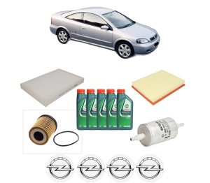 Set Pachet filtre revizie Bosch, 5 litrii ulei Castrol 10W40 OPEL ASTRA G Coupe (T98) 1.8 16V (F07) din 2000-2005, 4x Stickere auto cu OPEL - Img 2
