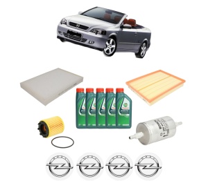 Set Pachet filtre revizie Bosch, 5 litrii ulei Castrol 10W40 OPEL ASTRA G Convertible (T98) 2.2 16V (F67) din 2001-2005, 4x Stickere auto cu OPEL - Img 2