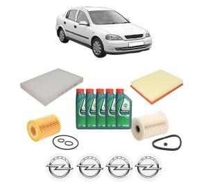 Set Pachet filtre revizie Bosch, 5 litrii ulei Castrol 10W40 OPEL ASTRA G Saloon (T98) 1.7 DTI 16V (F69) din 2000-2005, 4x Stickere auto cu OPEL - Img 2