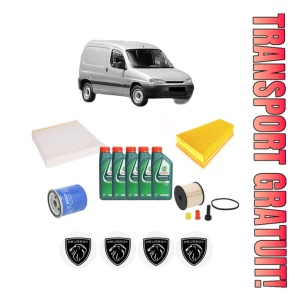 Set Pachet filtre revizie Bosch, 5 litrii ulei Castrol 10W40 PEUGEOT PARTNER Box Body/MPV (5_, G_) 2.0 HDi din 2000-2008, 4x Stickere auto cu PEUGEOT