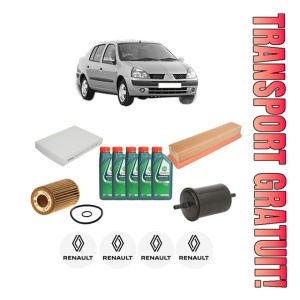 Set Pachet filtre revizie Bosch, 5 litrii ulei Castrol 10W40 RENAULT THALIA I (LB_) 1.2 16V din 2002, 4x Stickere auto cu RENAULT