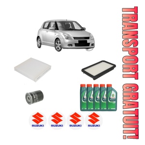 Set Pachet filtre revizie Bosch, 5 litrii ulei Castrol 10W40 SUZUKI SWIFT III (MZ, EZ) 1.3 (RS413, ZC11S) din 2005, 4x Stickere auto cu SUZUKI