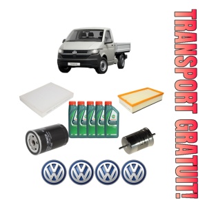 Set Pachet filtre revizie Bosch, 5 litrii ulei Castrol 10W40 Volkswagen TRANSPORTER T5 Platform/Chassis (7JD, 7JE, 7JL, 7JY, 7JZ, 7F 2.0 CNG din 2003-2011, 4x Stickere auto cu Volkswagen