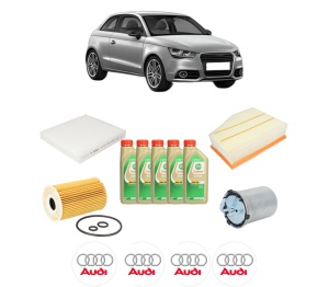 Set Pachet filtre revizie Bosch, 5 litrii ulei Castrol 5W30 AUDI A1 (8X1, 8XK) 2.0 TDI din 2012-2015, 4x Stickere auto cu AUDI - Img 2