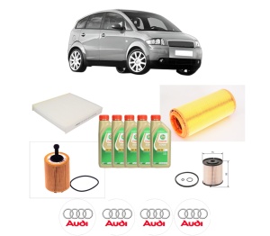Set Pachet filtre revizie Bosch, 5 litrii ulei Castrol 5W30 AUDI A2 (8Z0) 1.4 TDI din 2003-2005, 4x Stickere auto cu AUDI - Img 2