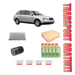 Set Pachet filtre revizie Bosch, 5 litrii ulei Castrol 5W30 AUDI A4 B6 Avant (8E5) 1.8 T quattro din 2001-2002, 4x Stickere auto cu AUDI