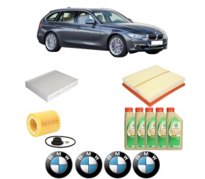 Set Pachet filtre revizie Bosch, 5 litrii ulei Castrol 5W30 BMW Seria 3 Touring (F31) 328 i xDrive din 2013-2016, 4x Stickere auto cu BMW - Img 2