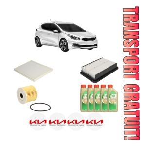 Set Pachet filtre revizie Bosch, 5 litrii ulei Castrol 5W30 KIA CEED Hatchback Van (CD) CRDI 136 din 2018, 4x Stickere auto cu KIA