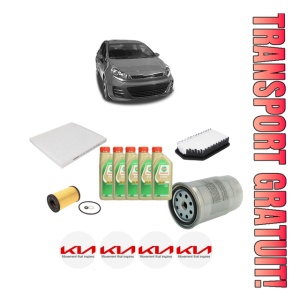 Set Pachet filtre revizie Bosch, 5 litrii ulei Castrol 5W30 KIA RIO III Hatchback Van (UB) 1.1 CRDi din 2011, 4x Stickere auto cu KIA