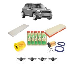 Set Pachet filtre revizie Bosch, 5 litrii ulei Castrol 5W30 MINI MINI COUNTRYMAN (R60) One din 2010-2016, 4x Stickere auto cu MINI - Img 2