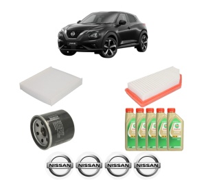 Set Pachet filtre revizie Bosch, 5 litrii ulei Castrol 5W30 NISSAN JUKE (F16_) 1.6 Hybrid din 2019, 4x Stickere auto cu NISSAN - Img 2