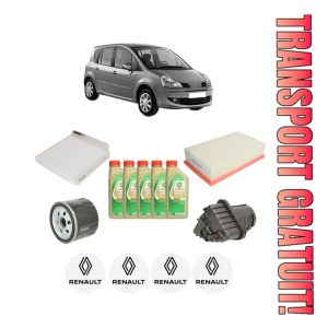 Set Pachet filtre revizie Bosch, 5 litrii ulei Castrol 5W30 RENAULT MODUS / GRAND MODUS (F/JP0_) 1.5 dCi (FP0F, JP0F) din 2004, 4x Stickere auto cu RENAULT