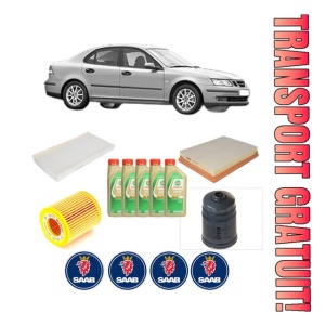Set Pachet filtre revizie Bosch, 5 litrii ulei Castrol 5W30 SAAB 9-3 (YS3F, E79, D79, D75) 1.9 TiD din 2004-2015, 4x Stickere auto cu SAAB