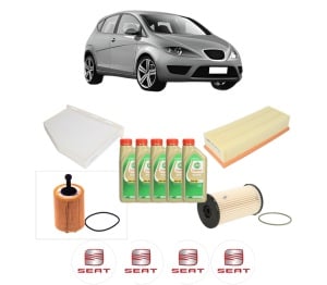 Set Pachet filtre revizie Bosch, 5 litrii ulei Castrol 5W30 SEAT ALTEA (5P1) 1.9 TDI din 2009-2010, 4x Stickere auto cu SEAT - Img 2