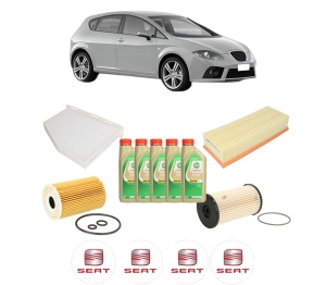 Set Pachet filtre revizie Bosch, 5 litrii ulei Castrol 5W30 SEAT LEON (1P1) 1.6 TDI din 2010-2012, 4x Stickere auto cu SEAT - Img 2