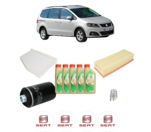 Set Pachet filtre revizie Bosch, 5 litrii ulei Castrol 5W30 SEAT ALHAMBRA (710, 711) 1.8 TSI din 2012-2015, 4x Stickere auto cu SEAT - Img 2