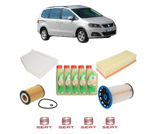 Set Pachet filtre revizie Bosch, 5 litrii ulei Castrol 5W30 SEAT ALHAMBRA (710, 711) 2.0 TDI din 2015-2018, 4x Stickere auto cu SEAT - Img 2