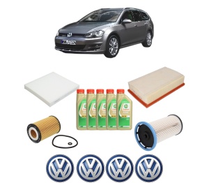 Set Pachet filtre revizie Bosch, 5 litrii ulei Castrol 5W30 Volkswagen GOLF VAN VII Variant (BA5) 1.6 TDi BlueMotion 4motion din 2013-2017, 4x Stickere auto cu Volkswagen - Img 2