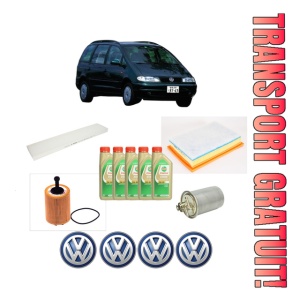 Set Pachet filtre revizie Bosch, 5 litrii ulei Castrol 5W30 Volkswagen SHARAN VAN (7M_) 1.9 TDI (7M9) din 2002-2003, 4x Stickere auto cu Volkswagen
