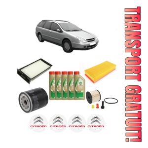Set Pachet filtre revizie Bosch, 5 litrii ulei Castrol 5W40 CITROEN C5 I Break (DE_) 2.0 HDi (DERHZB, DERHZE) din 2001-2004, 4x Stickere auto cu CITROEN