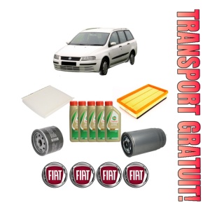 Set Pachet filtre revizie Bosch, 5 litrii ulei Castrol 5W40 FIAT STILO Multi Wagon (192_) 1.9 JTD din 2004-2008, 4x Stickere auto cu FIAT