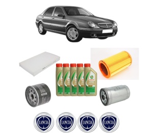 Set Pachet filtre revizie Bosch, 5 litrii ulei Castrol 5W40 LANCIA LYBRA (839_) 1.9 JTD (839AXI1A) din 2000-2001, 4x Stickere auto cu LANCIA - Img 2