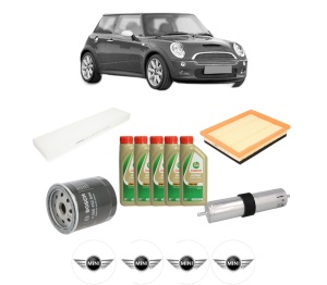 Set Pachet filtre revizie Bosch, 5 litrii ulei Castrol 5W40 MINI MINI (R50, R53) One D din 2003-2006, 4x Stickere auto cu MINI - Img 2
