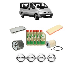 Set Pachet filtre revizie Bosch, 5 litrii ulei Castrol 5W40 NISSAN PRIMASTAR Bus (X83) dCi 80 din 2001, 4x Stickere auto cu NISSAN - Img 2
