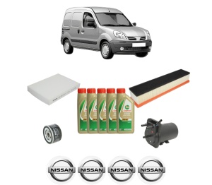 Set Pachet filtre revizie Bosch, 5 litrii ulei Castrol 5W40 NISSAN KUBISTAR Van (X76) 1.5 dCi din 2003, 4x Stickere auto cu NISSAN - Img 2