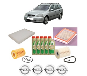 Set Pachet filtre revizie Bosch, 5 litrii ulei Castrol 5W40 OPEL ASTRA H Estate Van (L70) 1.7 CDTI (L70) din 2004-2010, 4x Stickere auto cu OPEL - Img 2