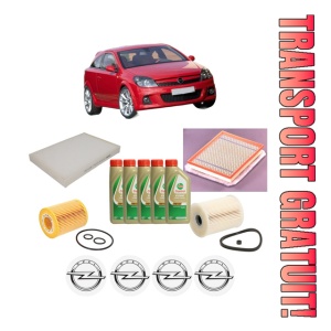 Set Pachet filtre revizie Bosch, 5 litrii ulei Castrol 5W40 OPEL ASTRA H GTC (A04) 1.7 CDTi (L08) din 2005-2010, 4x Stickere auto cu OPEL