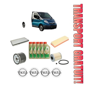 Set Pachet filtre revizie Bosch, 5 litrii ulei Castrol 5W40 OPEL VIVARO A Platform/Chassis (X83) 1.9 DTI din 2001-2010, 4x Stickere auto cu OPEL