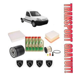 Set Pachet filtre revizie Bosch, 5 litrii ulei Castrol 5W40 PEUGEOT PARTNER Platform/Chassis (5_, G_) 2.0 HDi din 2002-2008, 4x Stickere auto cu PEUGEOT