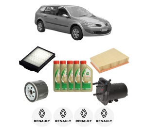 Set Pachet filtre revizie Bosch, 5 litrii ulei Castrol 5W40 RENAULT MEGANE II Estate Van (KM_) 1.5 dCi (KM02) din 2003-2009, 4x Stickere auto cu RENAULT - Img 2