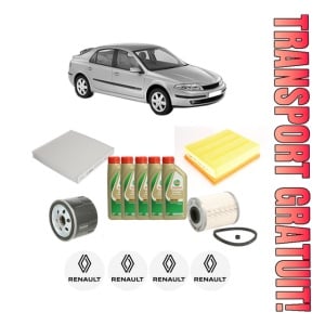 Set Pachet filtre revizie Bosch, 5 litrii ulei Castrol 5W40 RENAULT LAGUNA II (BG0/1_) 1.9 dCi (BG1A, BG1W, BG0G) din 2005-2007, 4x Stickere auto cu RENAULT