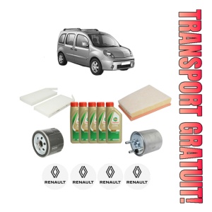 Set Pachet filtre revizie Bosch, 5 litrii ulei Castrol 5W40 RENAULT KANGOO / GRAND KANGOO II (KW0/1_) 1.5 dCi 85 (KW0K, KW0L, KW0B) din 2008, 4x Stickere auto cu RENAULT