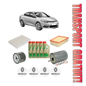 Set Pachet filtre revizie Bosch, 5 litrii ulei Castrol 5W40 RENAULT FLUENCE (L3_) 1.5 dCi (L30A) din 2010, 4x Stickere auto cu RENAULT