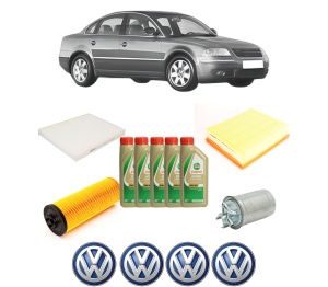 Set Pachet filtre revizie Bosch, 5 litrii ulei Castrol 5W40 Volkswagen PASSAT B5.5 (3B3) 2.5 TDI din 2003-2005, 4x Stickere auto cu Volkswagen - Img 2