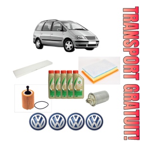 Set Pachet filtre revizie Bosch, 5 litrii ulei Castrol 5W40 Volkswagen SHARAN (7M8, 7M9, 7M6) 1.9 TDI din 2002-2010, 4x Stickere auto cu Volkswagen