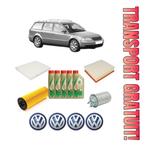 Set Pachet filtre revizie Bosch, 5 litrii ulei Castrol 5W40 Volkswagen PASSAT B5.5 Variant (3B6) 2.5 TDI 4motion din 2003-2005, 4x Stickere auto cu Volkswagen
