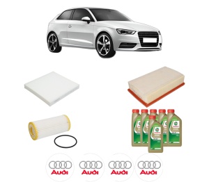 Set Pachet filtre revizie Bosch, 6 litrii ulei Castrol 0W20 AUDI A3 (8V1, 8VK) 2.0 TFSI din 2016-2017, 4x Stickere auto cu AUDI - Img 2