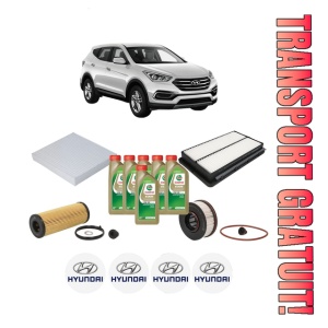 Set Pachet filtre revizie Bosch, 6 litrii ulei Castrol 0W20 HYUNDAI SANTA FE IV (TM, TMA) 2.2 CRDi din 2020, 4x Stickere auto cu HYUNDAI