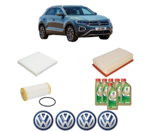 Set Pachet filtre revizie Bosch, 6 litrii ulei Castrol 0W20 Volkswagen T-ROC (A11, D11) 2.0 TSI 4motion din 2017, 4x Stickere auto cu Volkswagen - Img 2