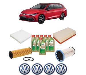 Set Pachet filtre revizie Bosch, 6 litrii ulei Castrol 0W20 Volkswagen GOLF VIII Variant (CG5, DB5) 2.0 TDI din 2020, 4x Stickere auto cu Volkswagen - Img 2