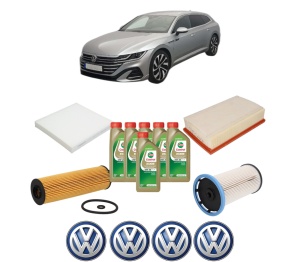 Set Pachet filtre revizie Bosch, 6 litrii ulei Castrol 0W20 Volkswagen ARTEON SHOOTING BRAKE (3H9) 2.0 TDI din 2020, 4x Stickere auto cu Volkswagen - Img 2