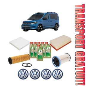 Set Pachet filtre revizie Bosch, 6 litrii ulei Castrol 0W20 Volkswagen CADDY V Box Body/MPV (SBA, SBH) 2.0 TDi BMT din 2020, 4x Stickere auto cu Volkswagen