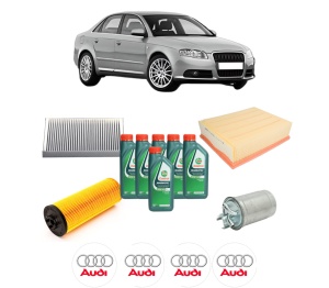 Set Pachet filtre revizie Bosch, 6 litrii ulei Castrol 10W40 AUDI A4 B7 (8EC) 2.5 TDI din 2004-2006, 4x Stickere auto cu AUDI - Img 2